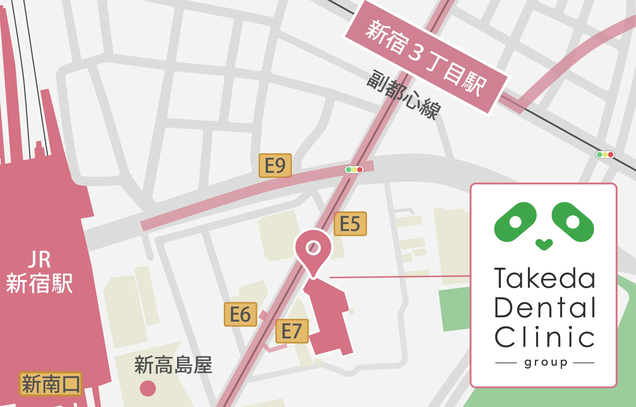 歯科タケダクリニック新宿診療室の地図
